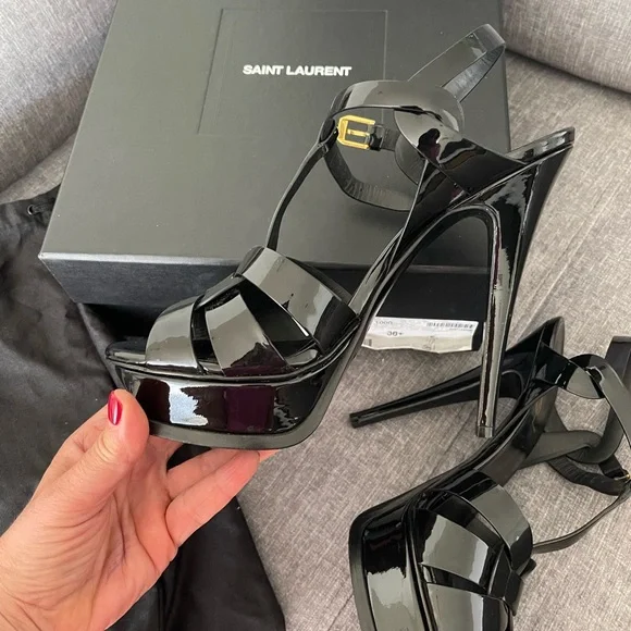 Saint Laurent
Tribute Patent Platform Sandals YSL Heels leather size 8 ysl shoes - Picture 9 of 15